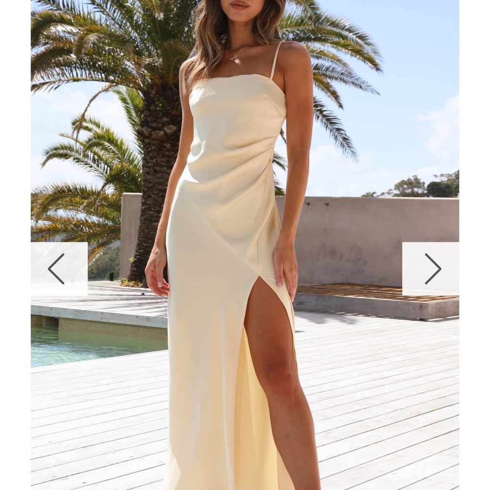 Billy J Ilana Butter Yellow Slip Dress with Side Thigh Slit